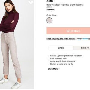 AMO Bella Velveteen High Rise Slight Boot Cut Jean
